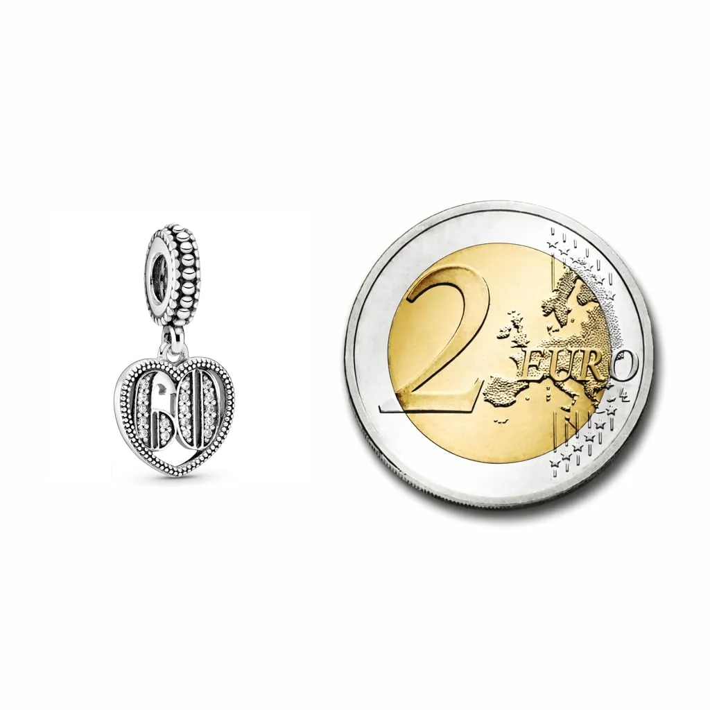 MariaFonte Charm Numero 60 in Argento 925 e Zirconia per Bracciali e Collane - immagine 5
