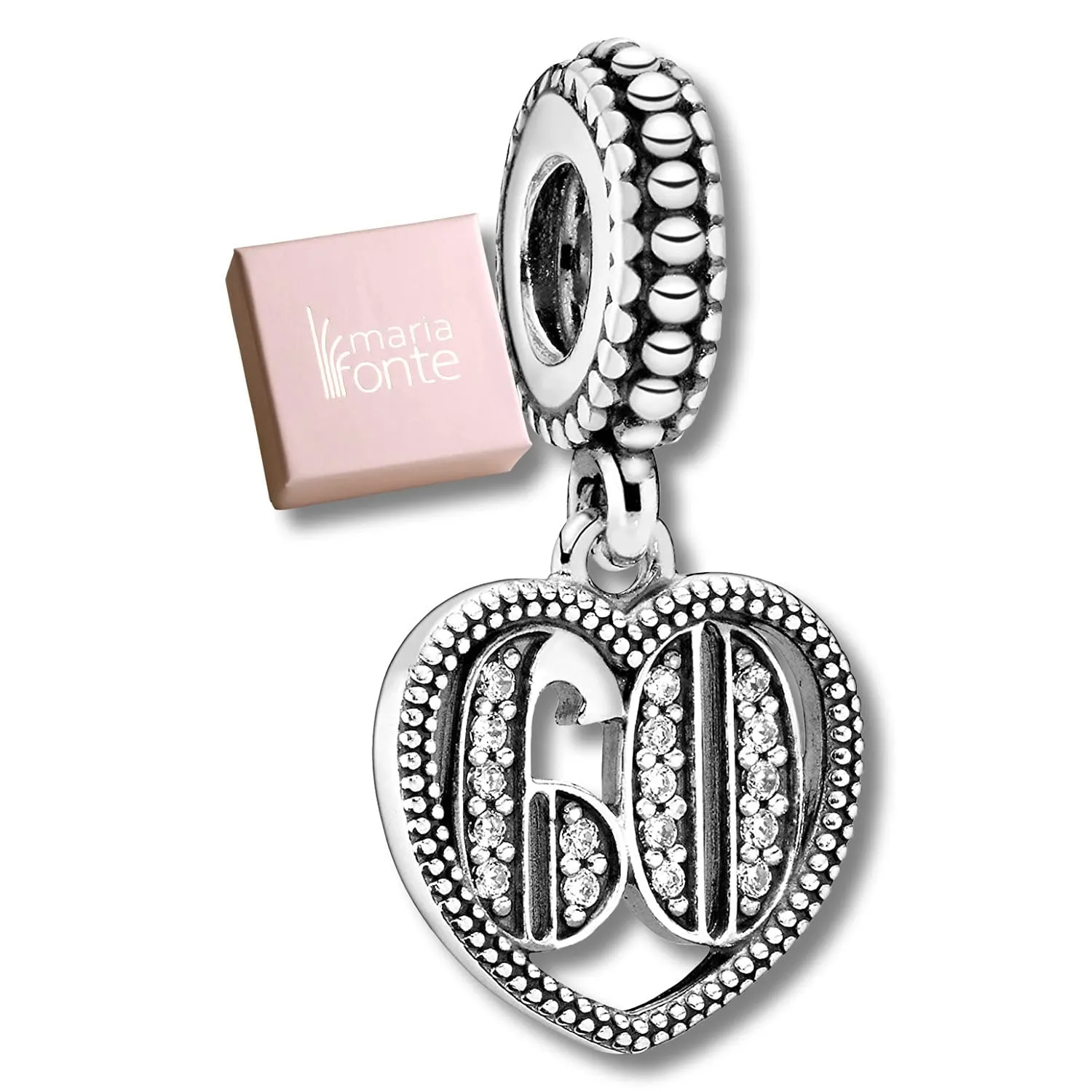 MariaFonte Charm Numero 60 in Argento 925 e Zirconia per Bracciali e Collane - immagine 8