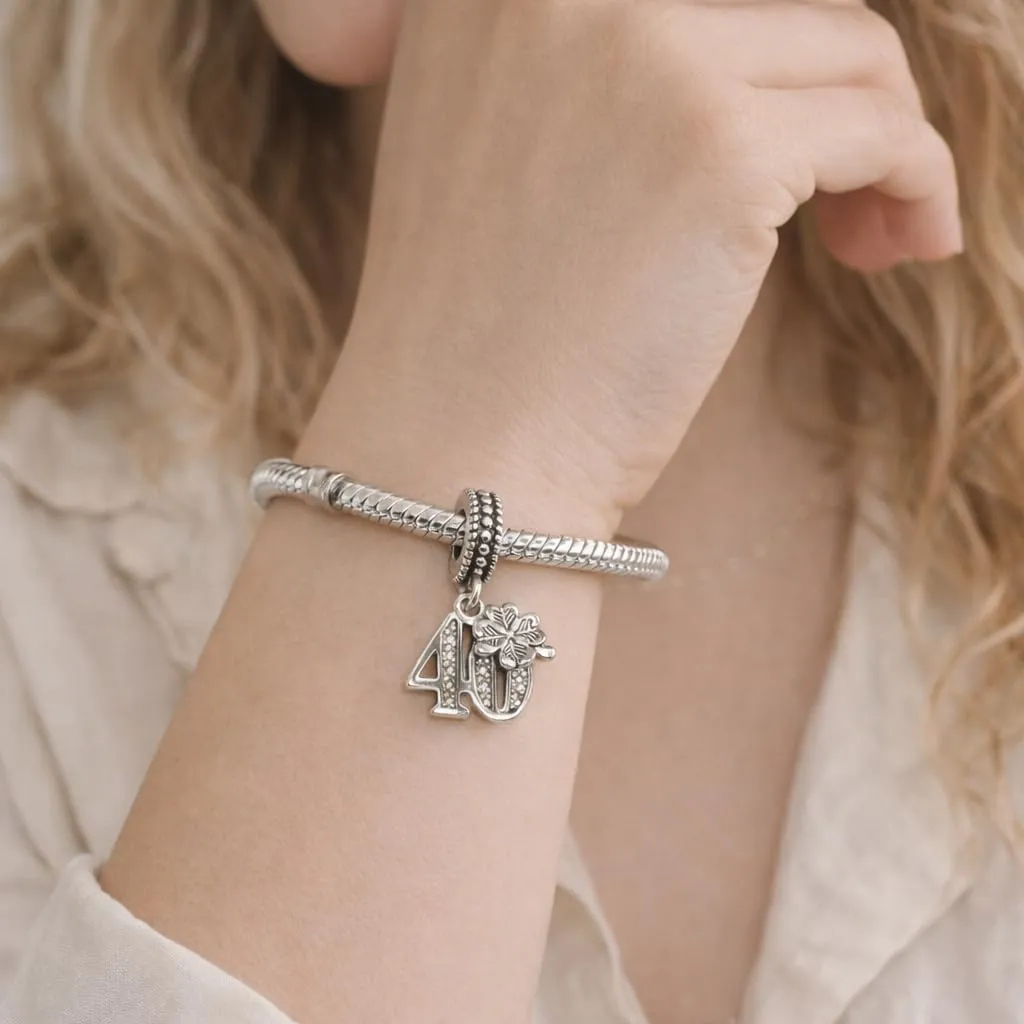 MariaFonte Charm Numero 40 in Argento 925 e Zirconia per Bracciali e Collane - immagine 2