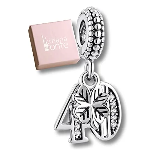 MariaFonte Charm Numero 40 in Argento 925 e Zirconia per Bracciali e Collane - immagine 9