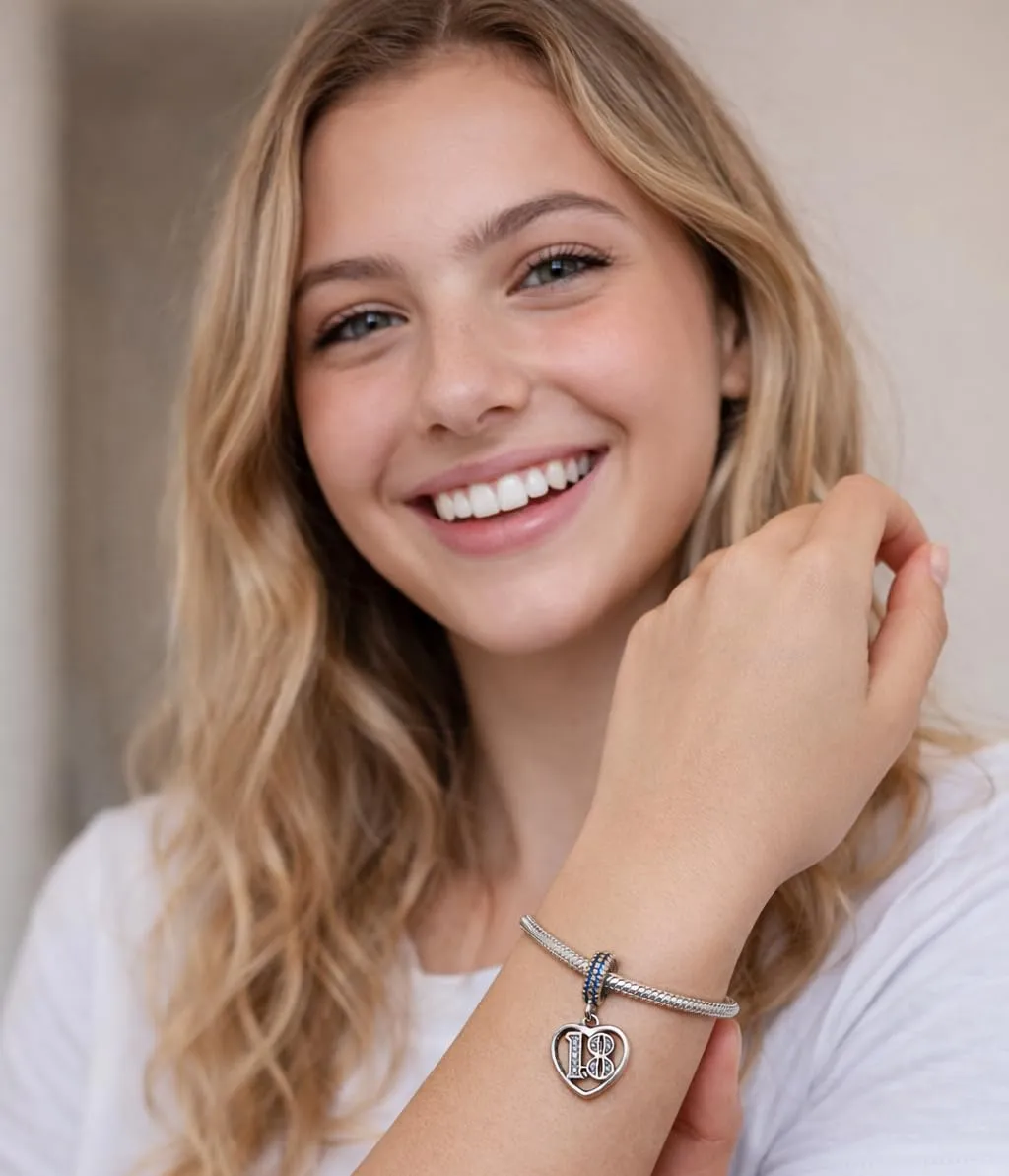 MariaFonte Charm Numero 18 in Argento 925 e Zirconia Bianca per Bracciale e Collana - immagine 4