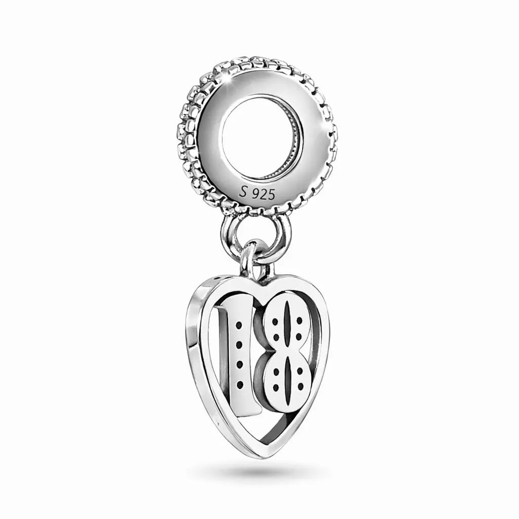 MariaFonte Charm Numero 18 in Argento 925 e Zirconia Bianca per Bracciale e Collana - immagine 6