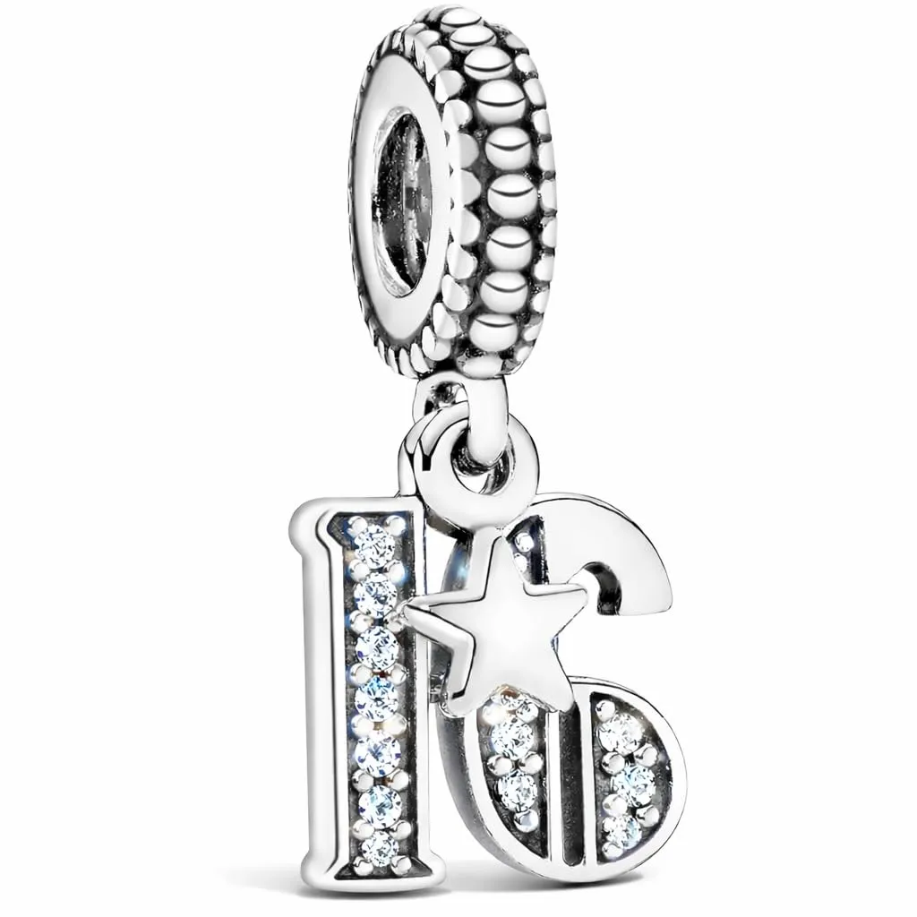 MariaFonte Charm Numero 16 in Argento 925 e Zirconi Cubici MF16AN - immagine 1