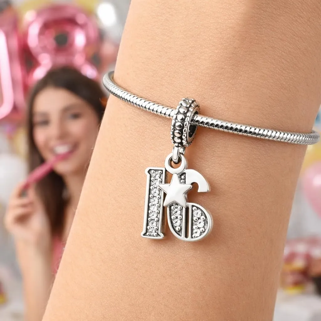 MariaFonte Charm Numero 16 in Argento 925 e Zirconi Cubici MF16AN - immagine 2