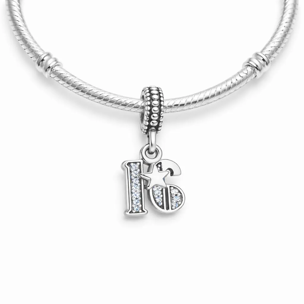 MariaFonte Charm Numero 16 in Argento 925 e Zirconi Cubici MF16AN - immagine 3