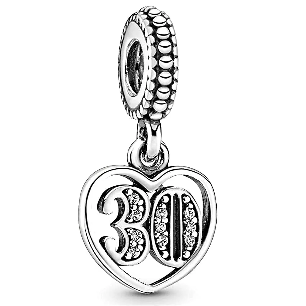 MariaFonte Charm Numero 30 in Argento 925 e Zirconia per Bracciali e Collane - immagine 1