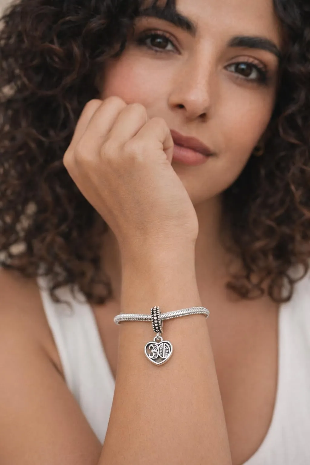 MariaFonte Charm Numero 30 in Argento 925 e Zirconia per Bracciali e Collane - immagine 2