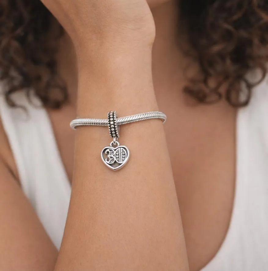 MariaFonte Charm Numero 30 in Argento 925 e Zirconia per Bracciali e Collane - immagine 4