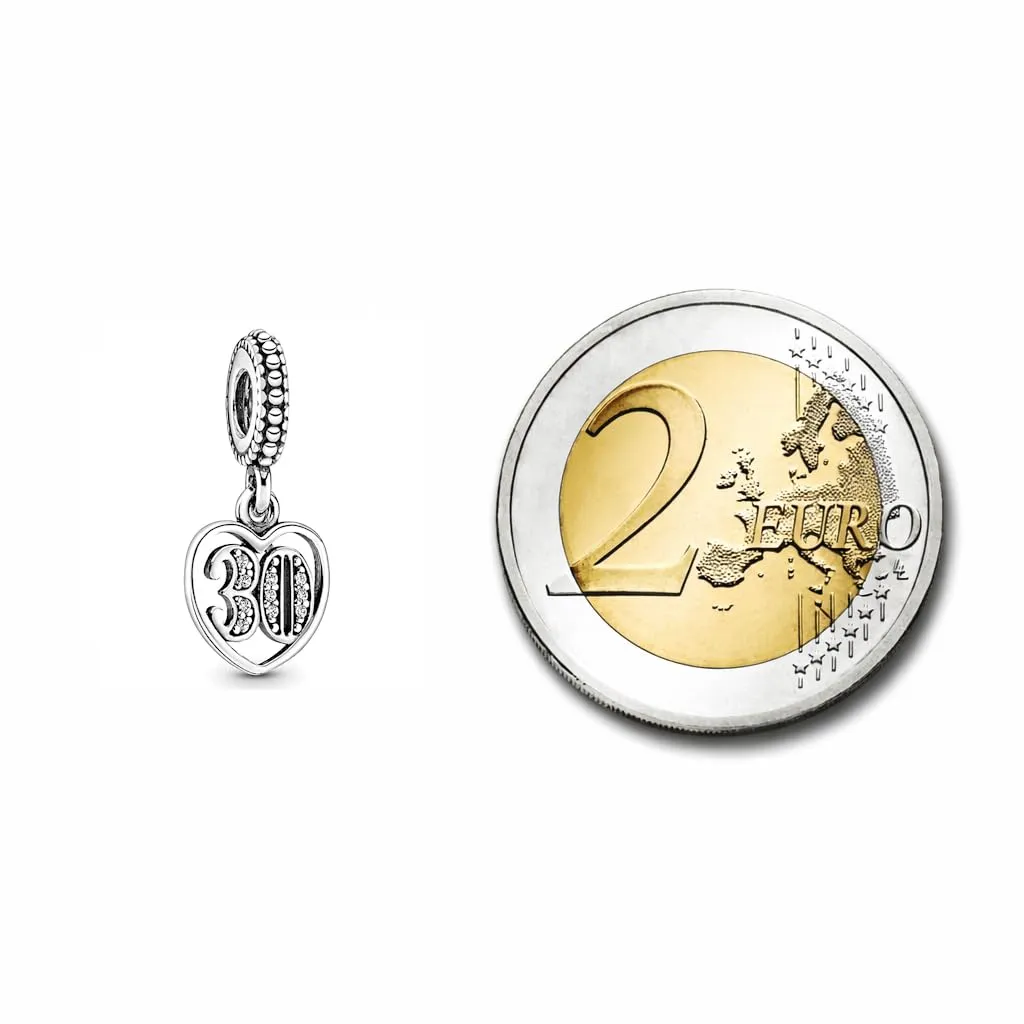 MariaFonte Charm Numero 30 in Argento 925 e Zirconia per Bracciali e Collane - immagine 5