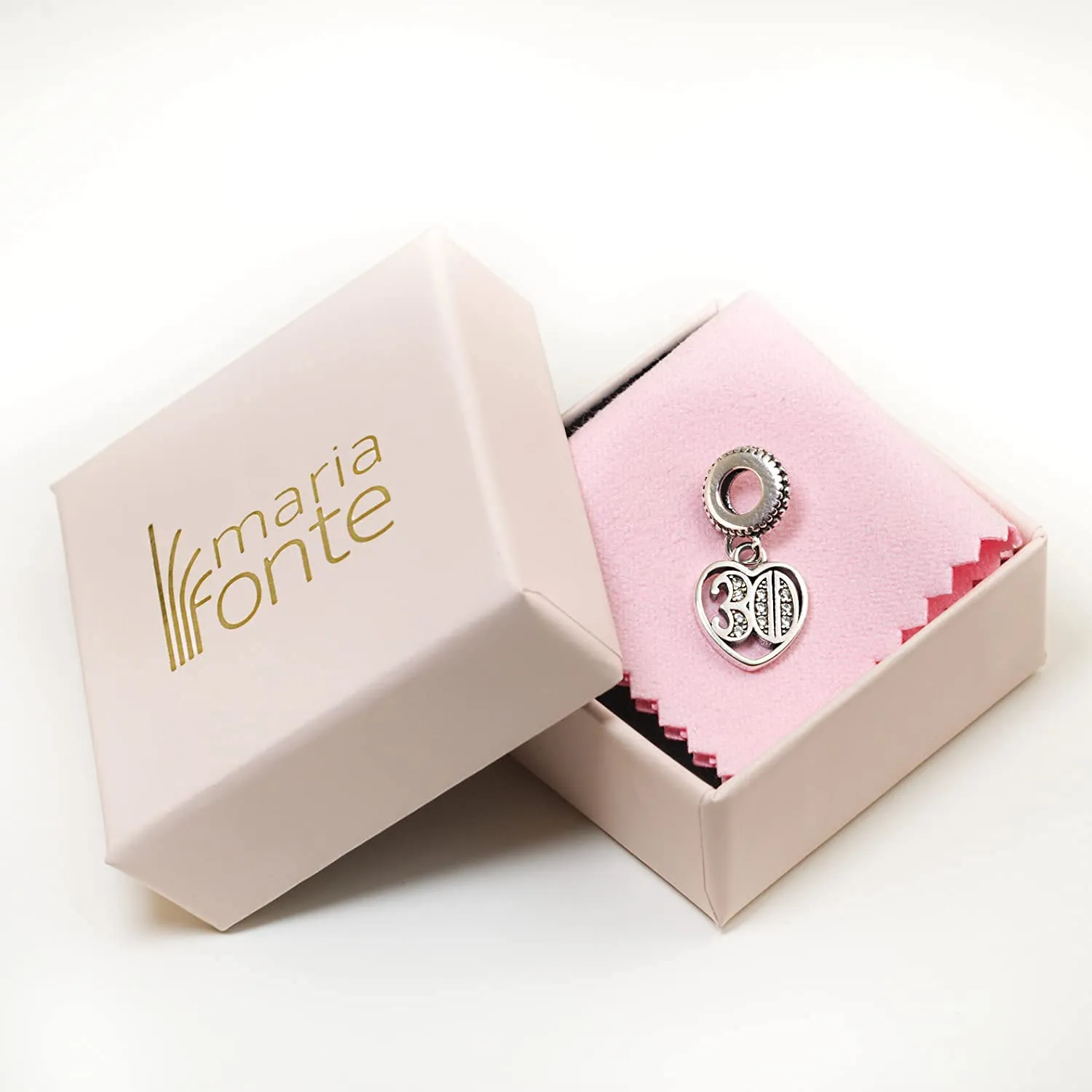 MariaFonte Charm Numero 30 in Argento 925 e Zirconia per Bracciali e Collane - immagine 6