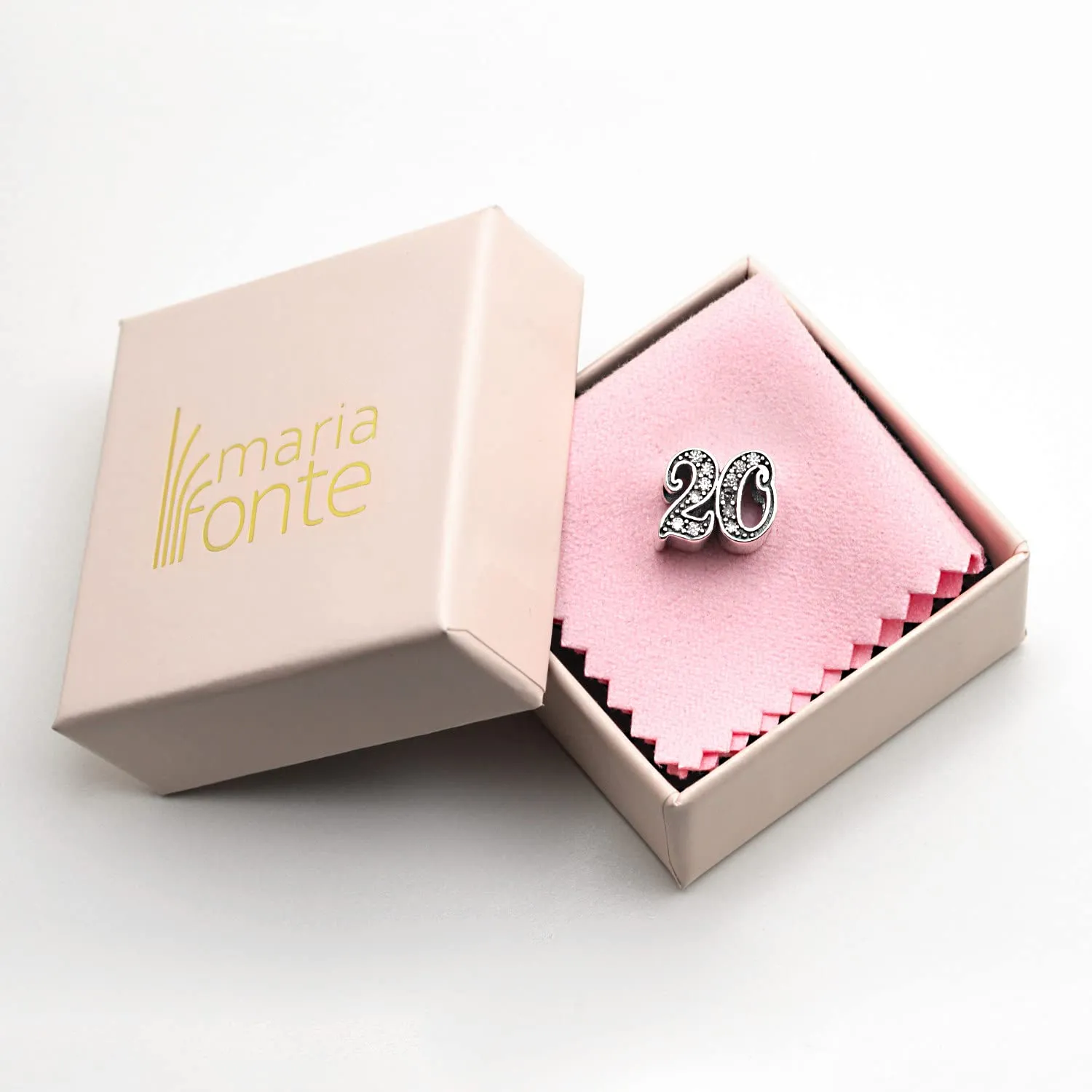 MariaFonte Charm Numero 20 in Argento Sterling e Zirconia Bianca - immagine 6