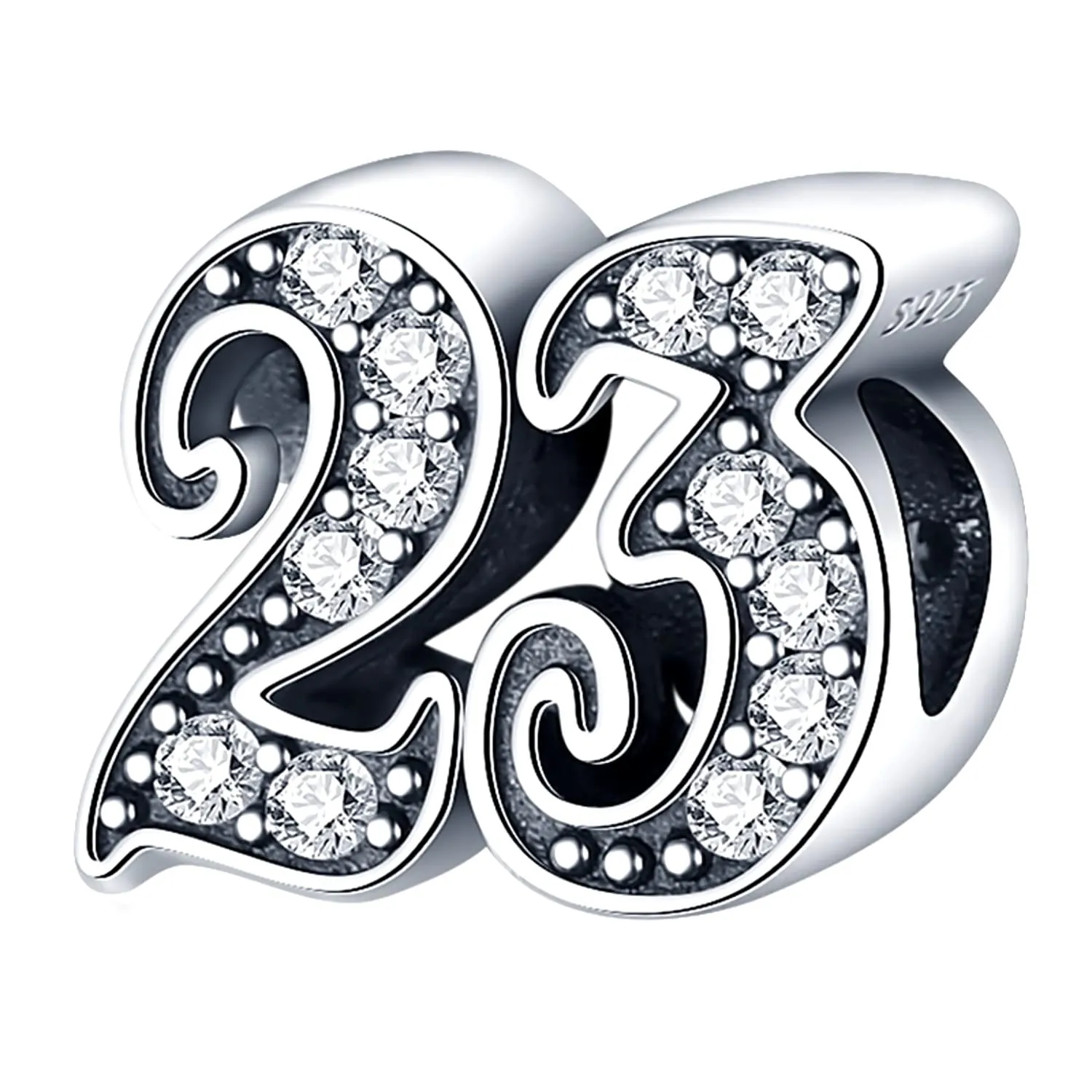 MariaFonte Charm Numero 23 in Argento Sterling e Zirconia Bianca - immagine 1