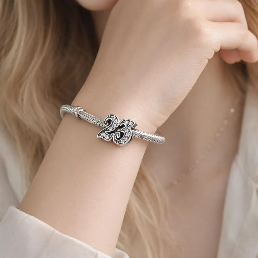 MariaFonte Charm Numero 23 in Argento Sterling e Zirconia Bianca - immagine 2
