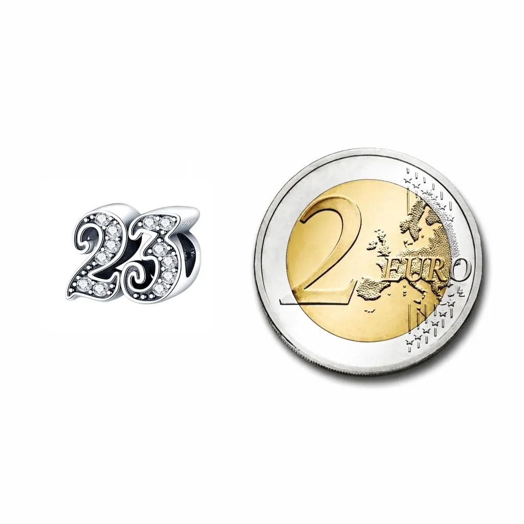 MariaFonte Charm Numero 23 in Argento Sterling e Zirconia Bianca - immagine 5