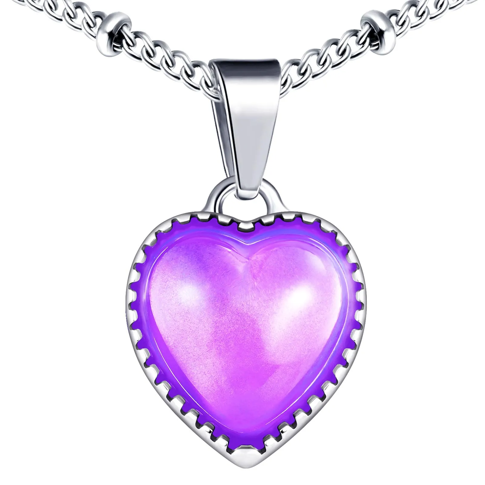 MicVivien Collana Emozioni con Ciondolo a Cuore Cambia Colore in Acciaio Inox - immagine 1