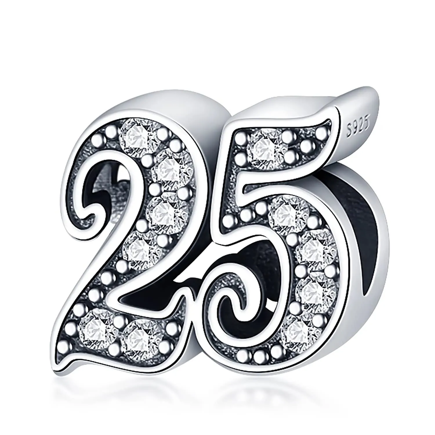 MariaFonte Charm Numero 25 in Argento Sterling e Zirconia Bianca MF25BE - immagine 1