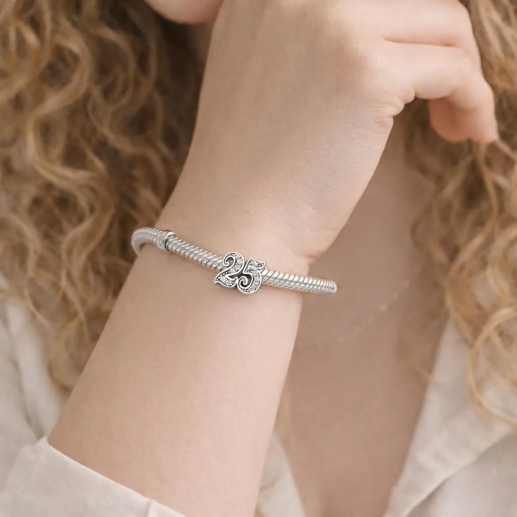 MariaFonte Charm Numero 25 in Argento Sterling e Zirconia Bianca MF25BE - immagine 2