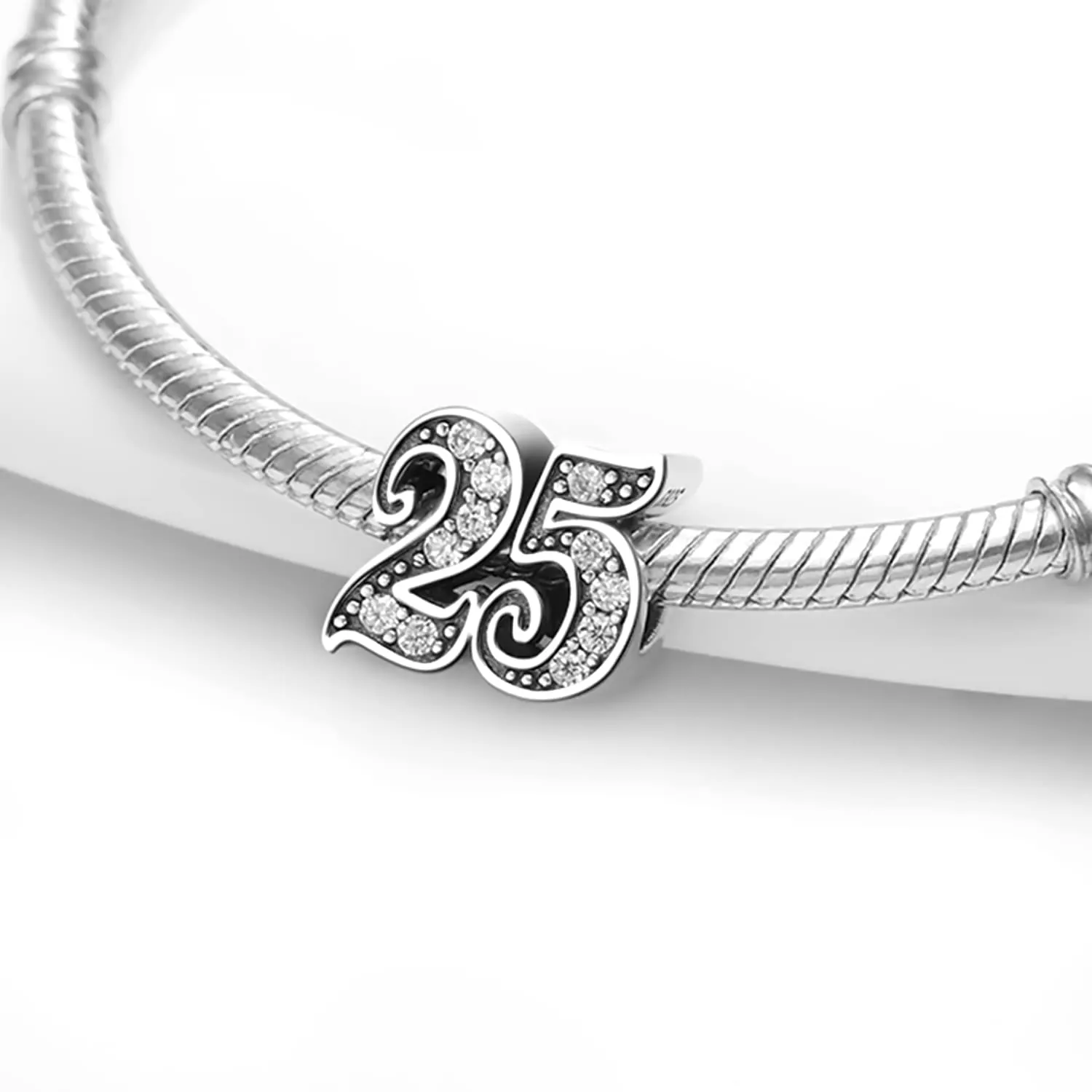 MariaFonte Charm Numero 25 in Argento Sterling e Zirconia Bianca MF25BE - immagine 3