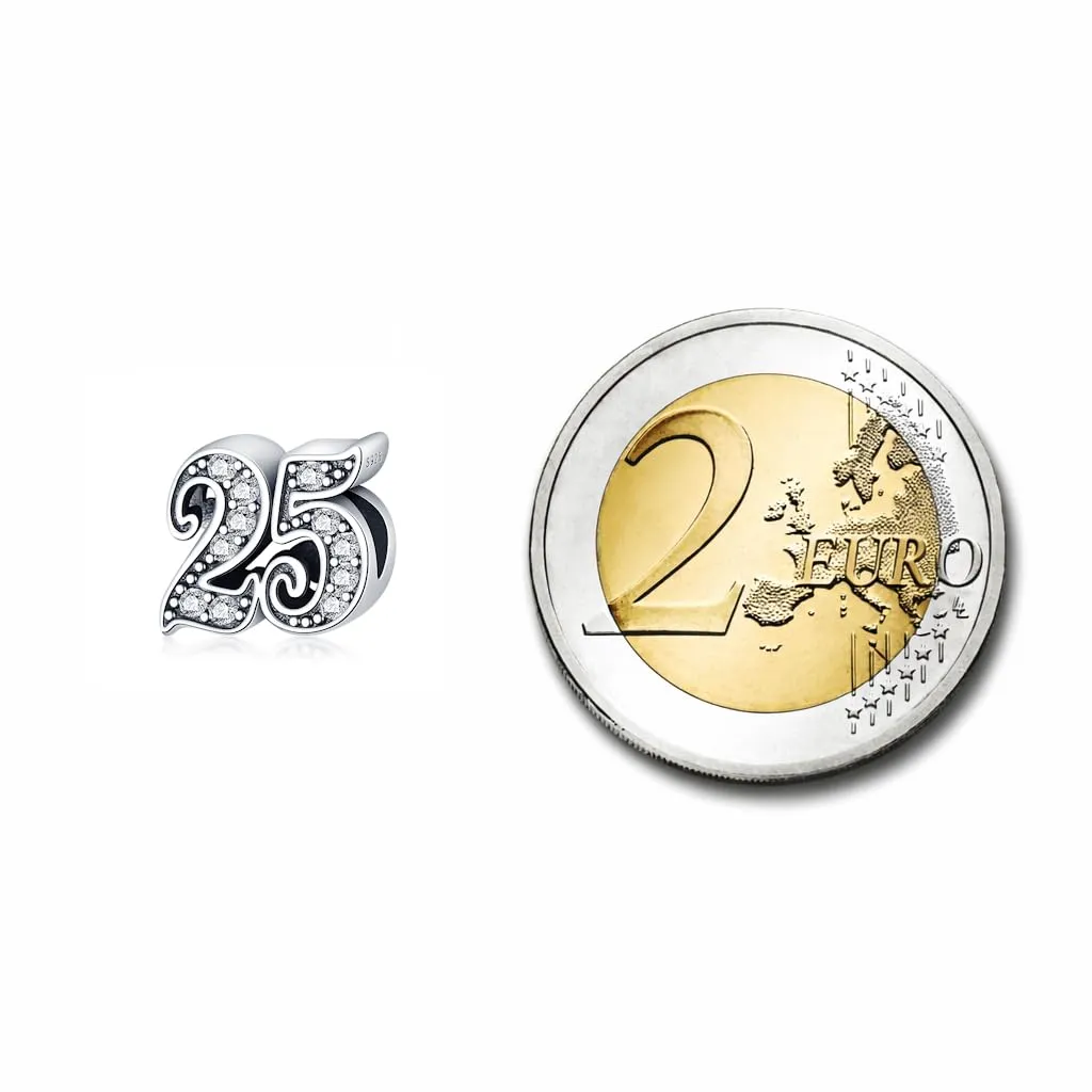MariaFonte Charm Numero 25 in Argento Sterling e Zirconia Bianca MF25BE - immagine 5