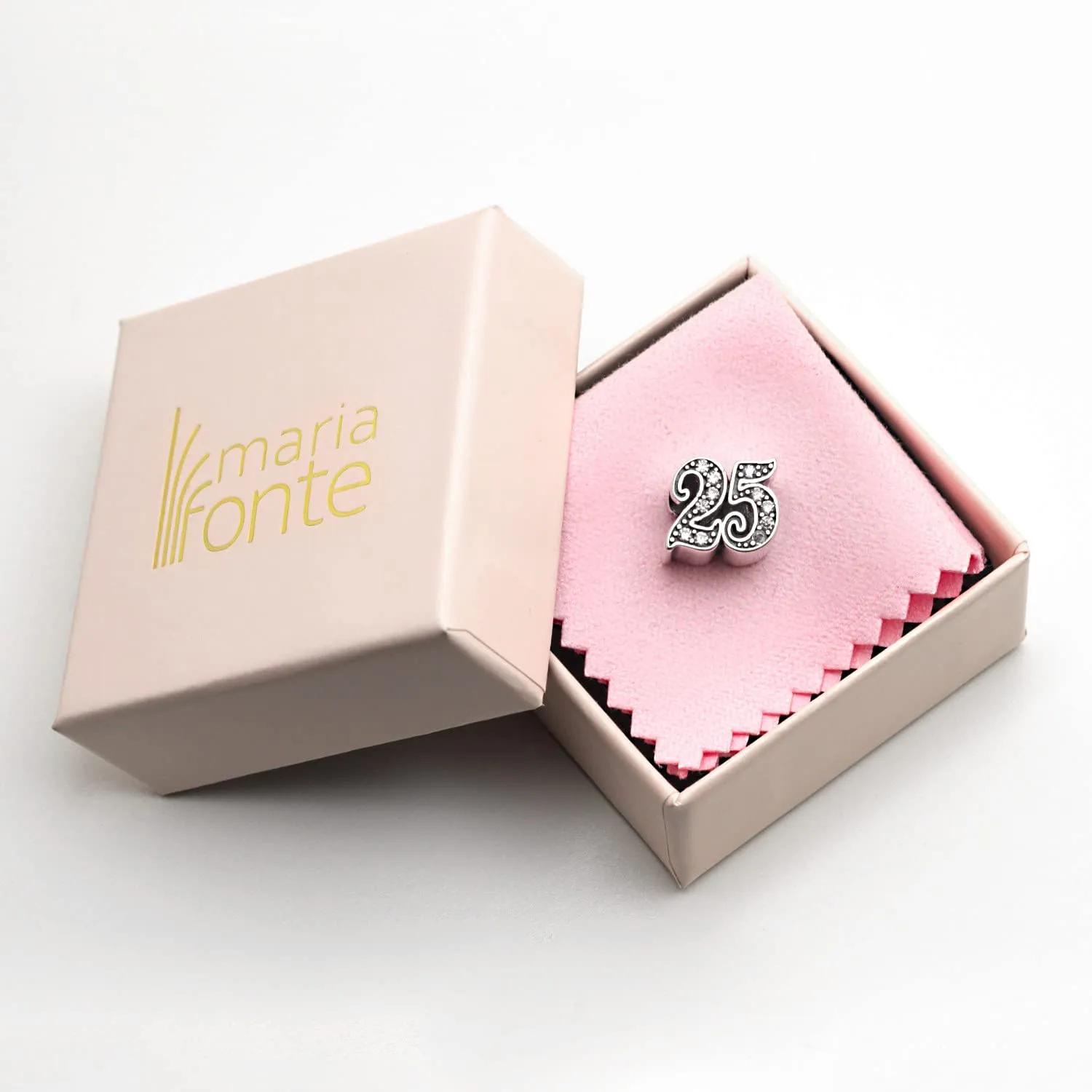 MariaFonte Charm Numero 25 in Argento Sterling e Zirconia Bianca MF25BE - immagine 7