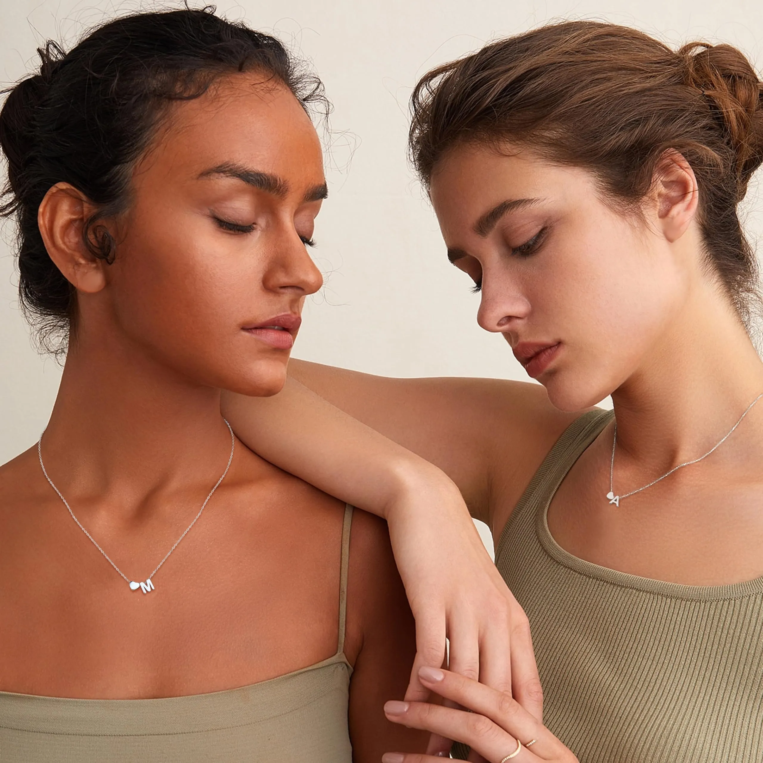 LOLIAS Collana Personalizzata Donna con Ciondolo Cuore e Iniziale in Acciaio Inossidabile, Argento, 41 cm - immagine 5