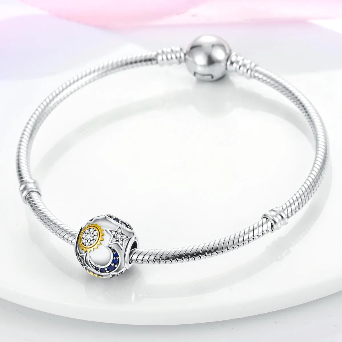CYCUFF Sterling Silver 925 Charms for European Bracelets and Necklaces (Luna Sole Stella) - immagine 3