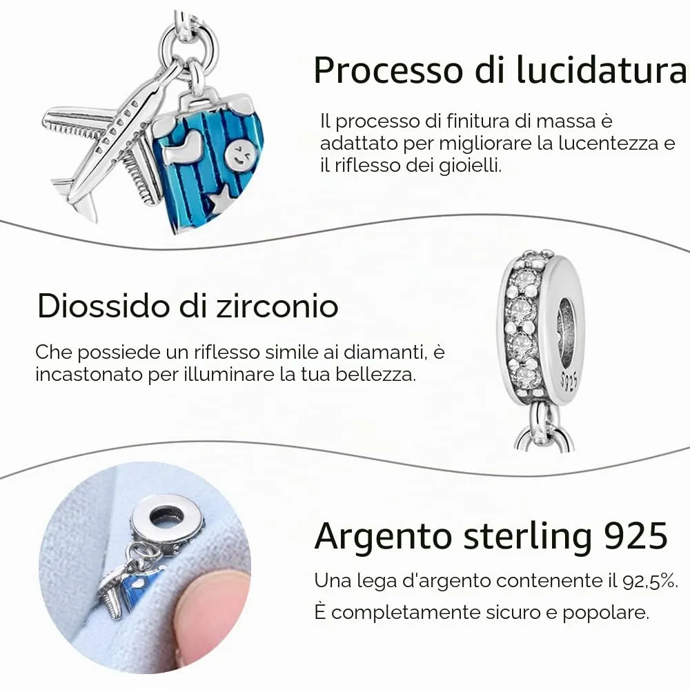 XWN Ciondolo in Argento Sterling 925 con Cubic Zirconia per Braccialetti Pandora e Collane Europee - immagine 5