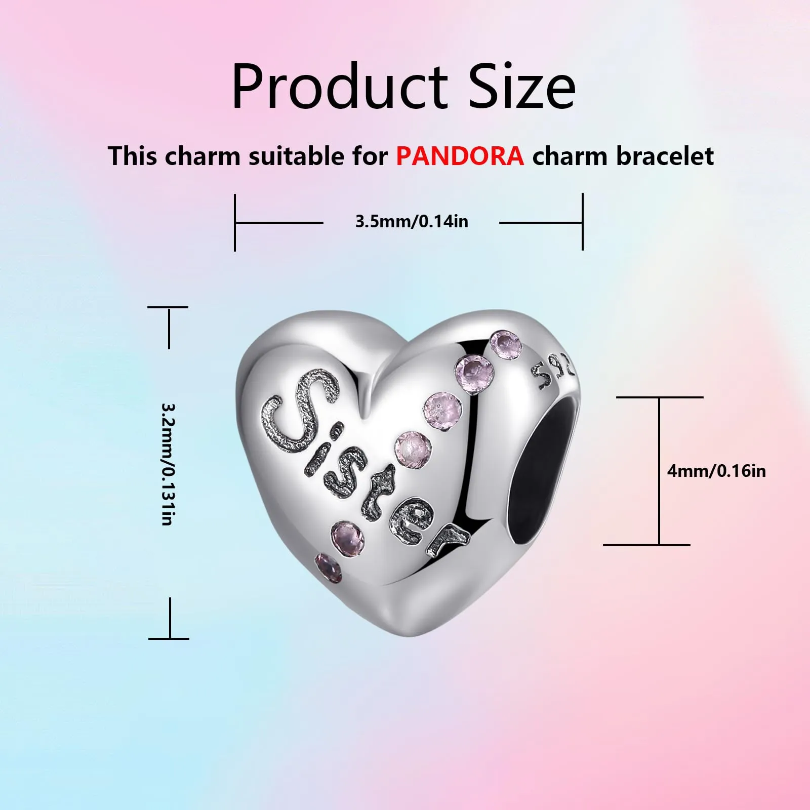 XWN Ciondolo in Argento Sterling 925 con Cubic Zirconia per Bracciali e Collane Pandora e Europei - immagine 4