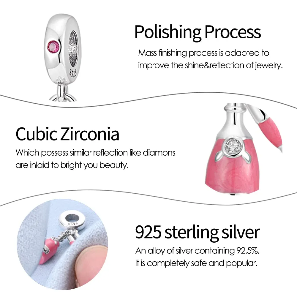 XWN Ciondolo in Argento Sterling 925 con Cubic Zirconia per Braccialetti e Collane European Style - immagine 6
