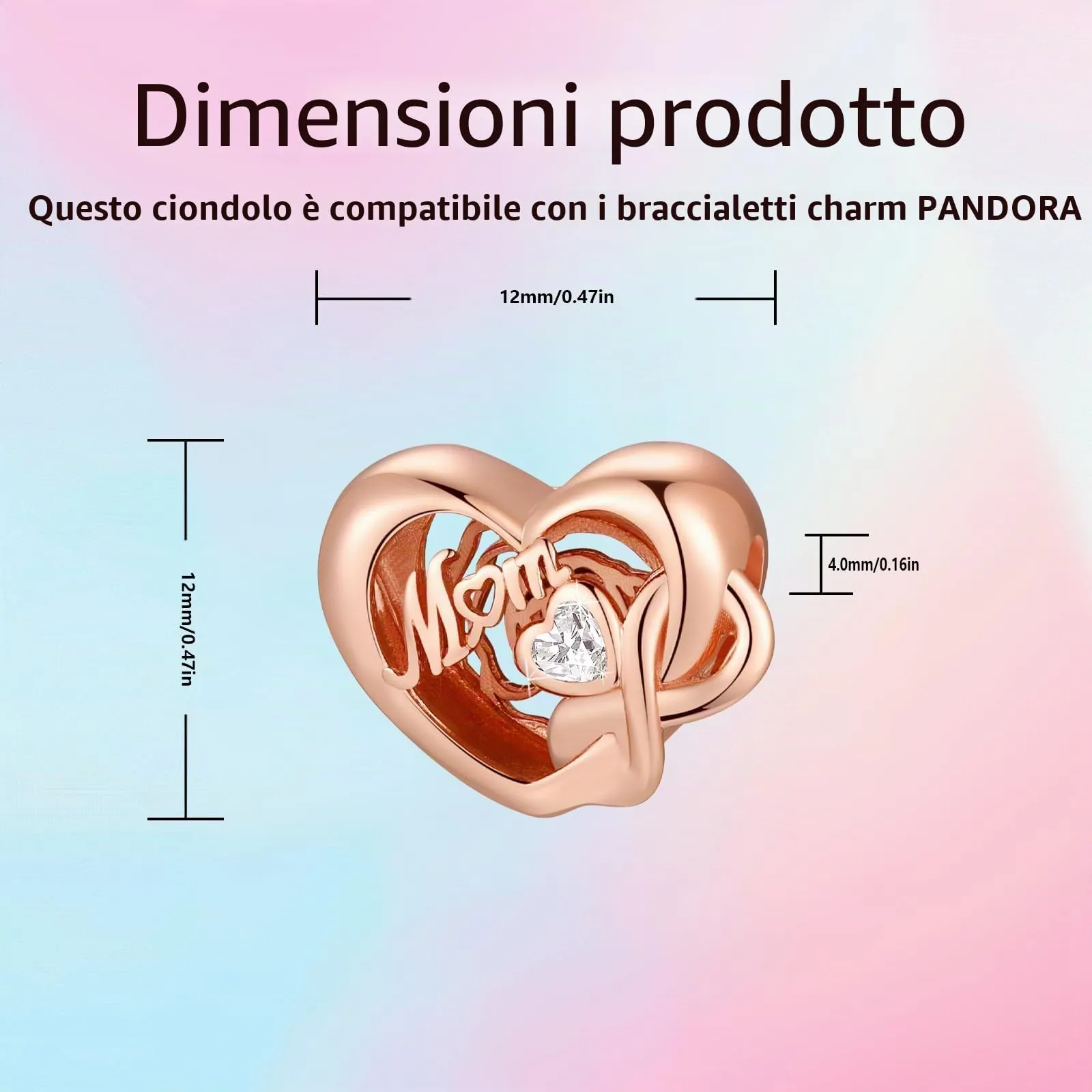 XWN Ciondolo in Argento Sterling 925 con Cubic Zirconia per Bracciali e Collane Europei - immagine 4
