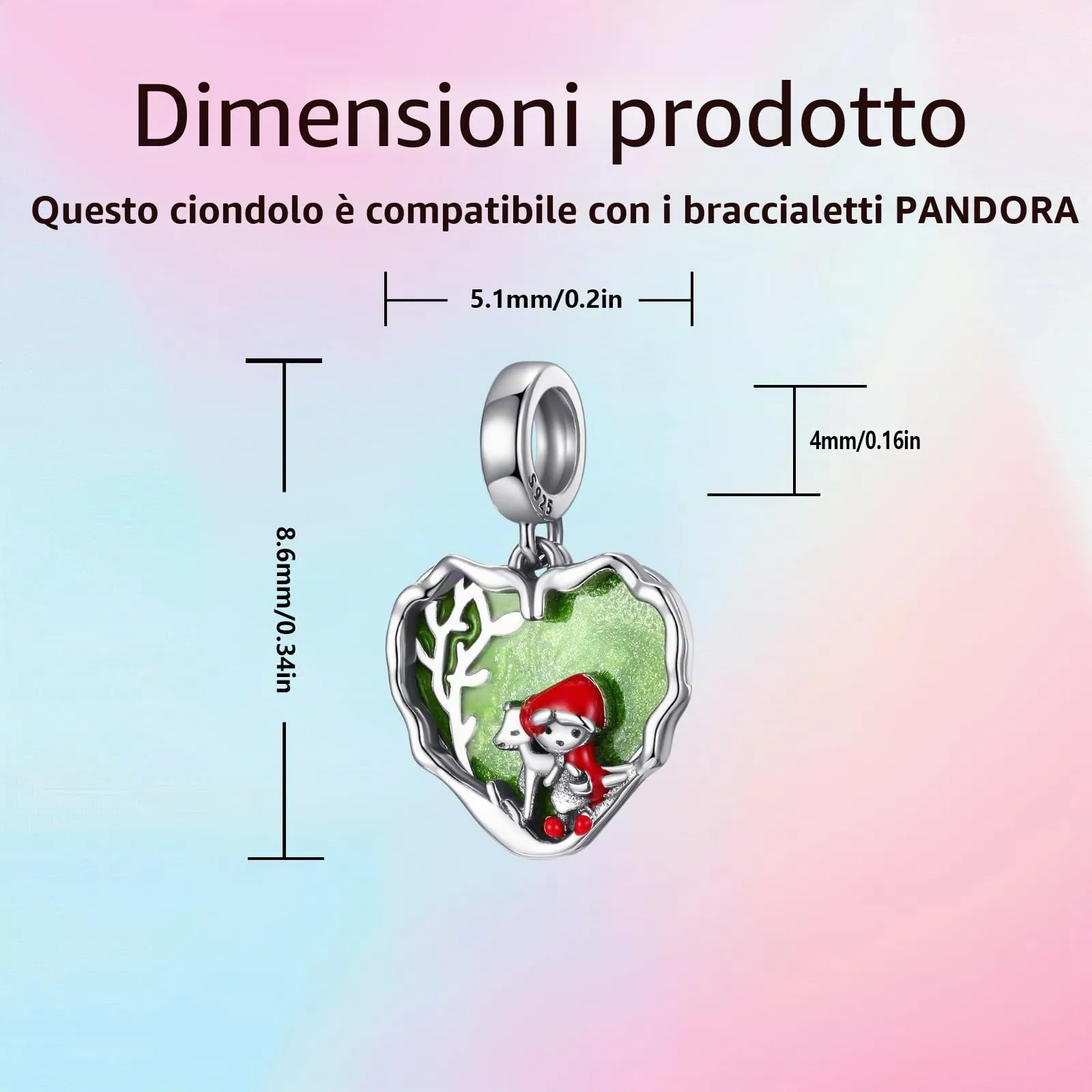 XWN Ciondolo in Argento Sterling 925 con Cubic Zirconia per Braccialetti e Collane Europee - immagine 4