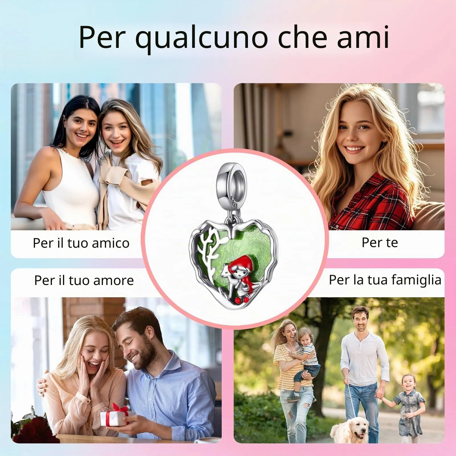 XWN Ciondolo in Argento Sterling 925 con Cubic Zirconia per Braccialetti e Collane Europee - immagine 9