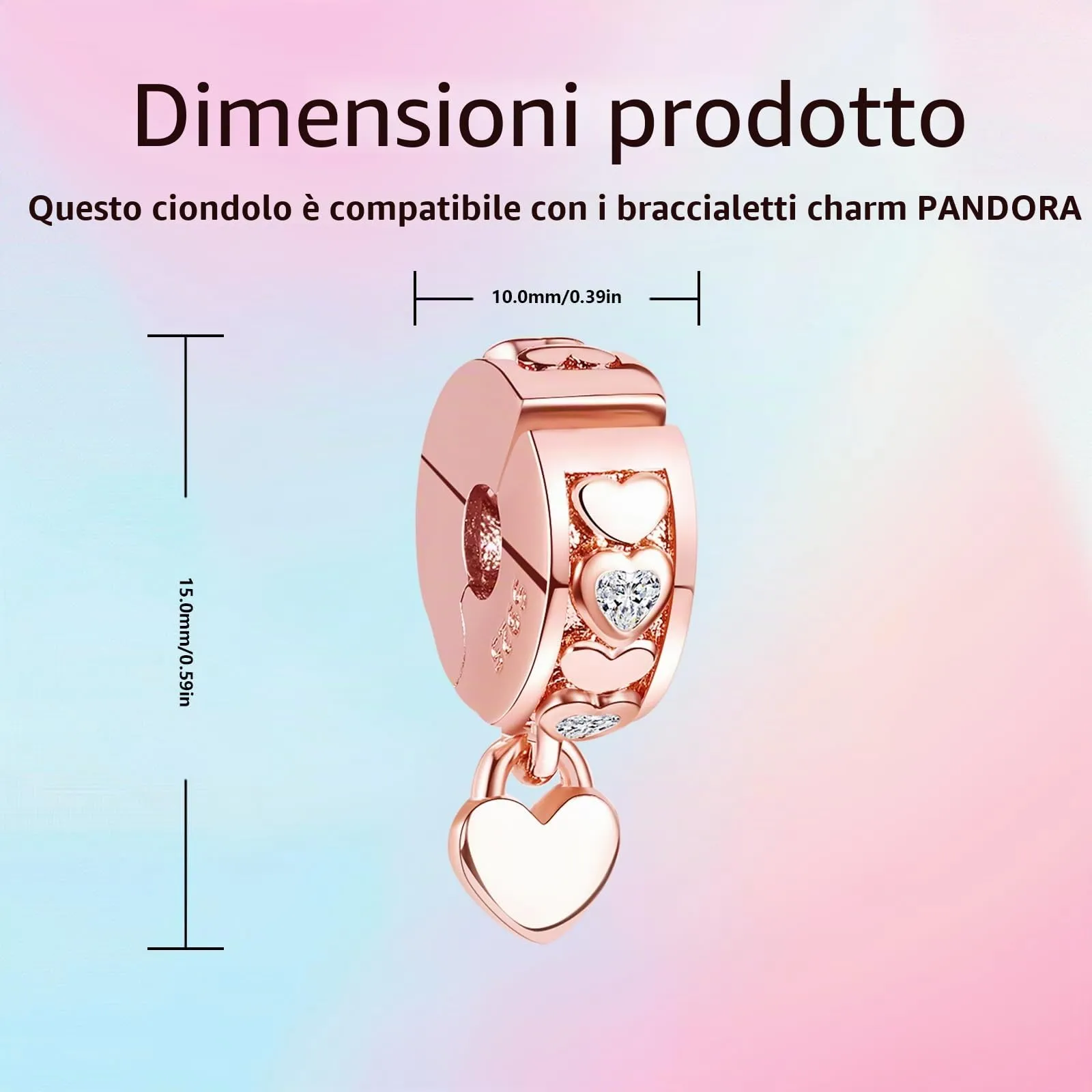 XWN Ciondolo in Argento Sterling 925 con Cubic Zirconia per Braccialetti e Collane Pandora e Europei - immagine 4