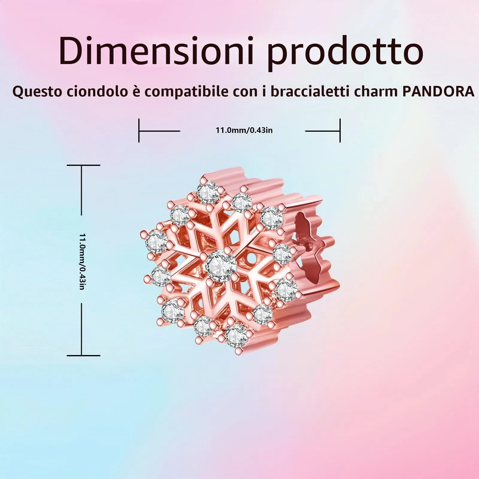 XWN Ciondolo in Argento Sterling 925 con Cubic Zirconia per Braccialetti e Collane Europee - immagine 4