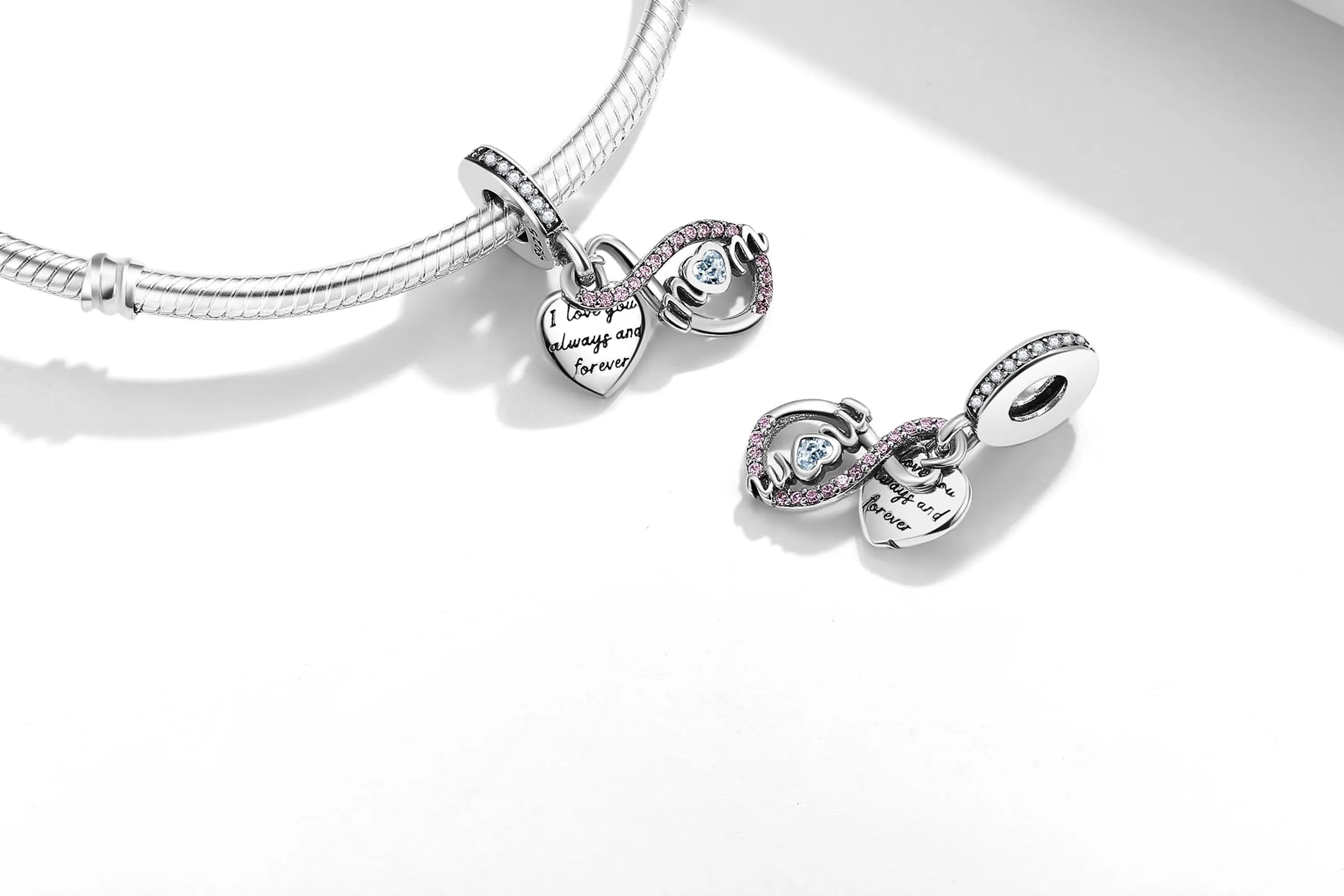 XWN Ciondolo in Argento Sterling 925 con Cubic Zirconia per Braccialetti e Collane Europee - immagine 2