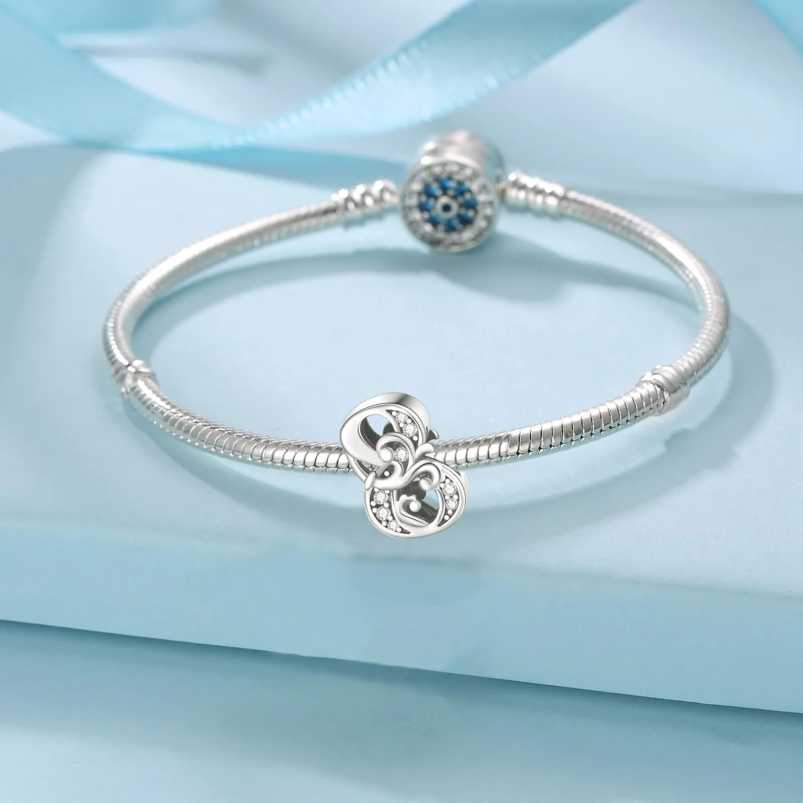 XWN Bead Charm in Argento Sterling 925 con Cubic Zirconia per Braccialetti e Collane European Style - immagine 2