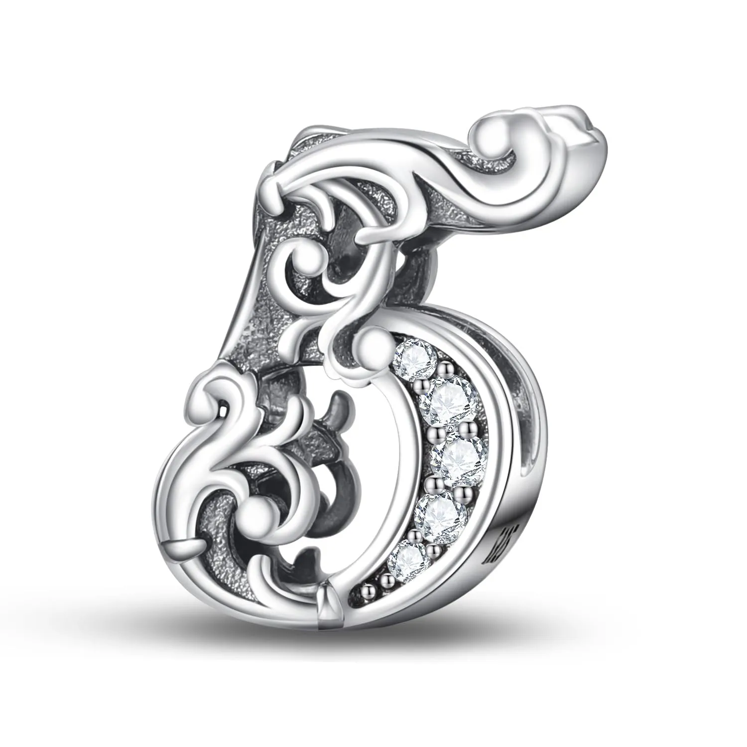 XWN Bead Charm Ciondolo in Argento Sterling 925 con Cubic Zirconia per Braccialetti e Collane europei - immagine 1