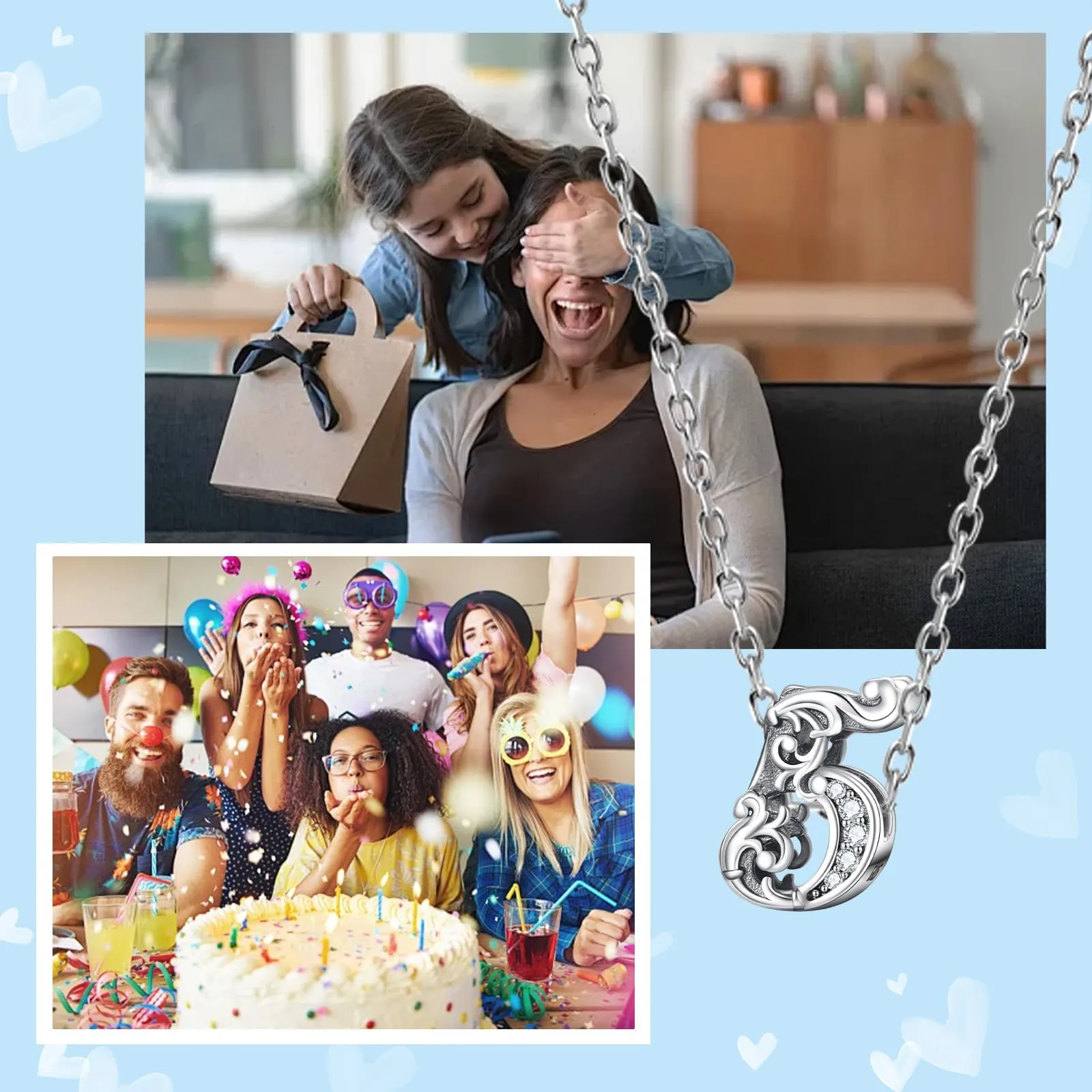 XWN Bead Charm Ciondolo in Argento Sterling 925 con Cubic Zirconia per Braccialetti e Collane europei - immagine 6
