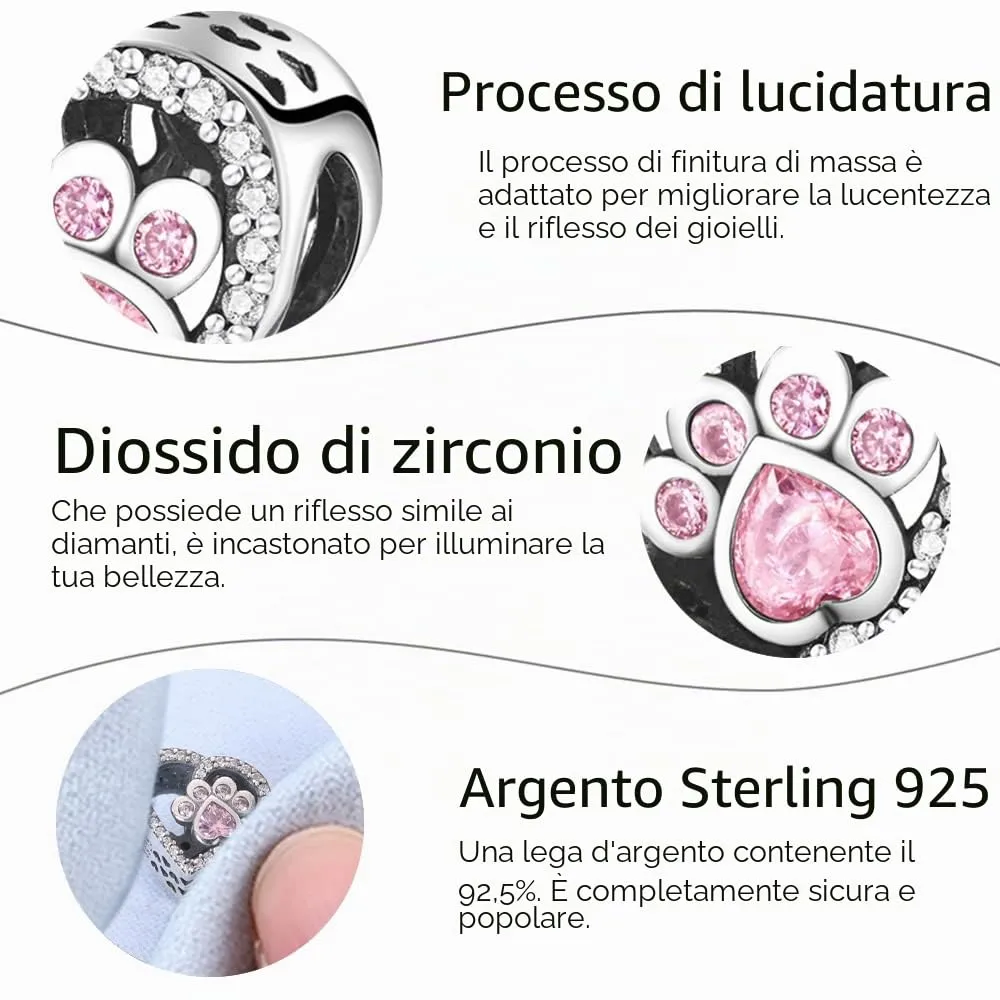 XWN Ciondolo in Argento Sterling 925 con Cubic Zirconia per Bracciali e Collane Europee - immagine 5