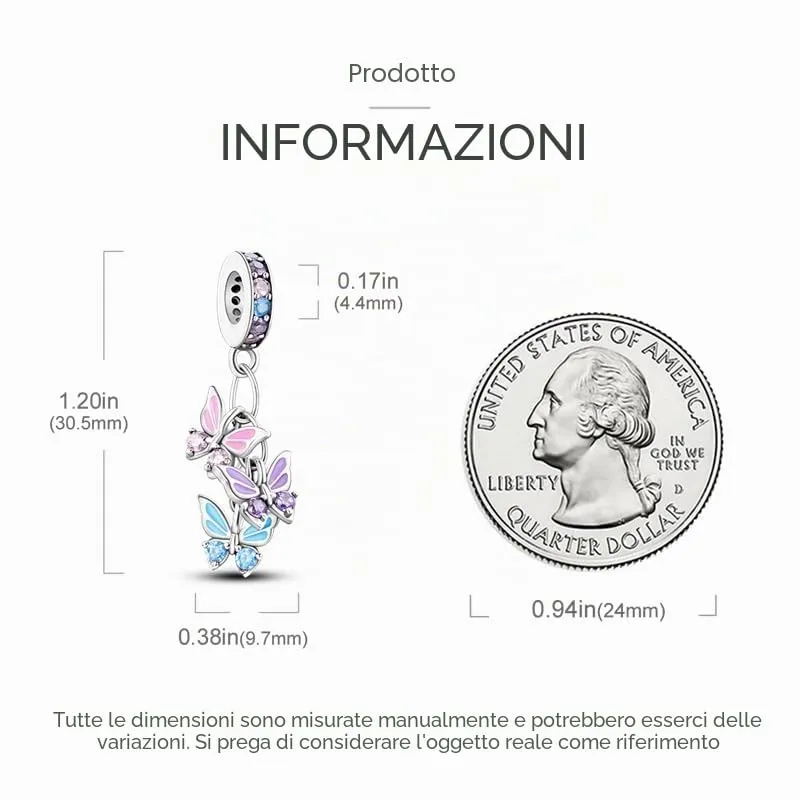 XWN Ciondolo in Argento Sterling 925 con Cubic Zirconia per Braccialetti e Collane Europee - immagine 6