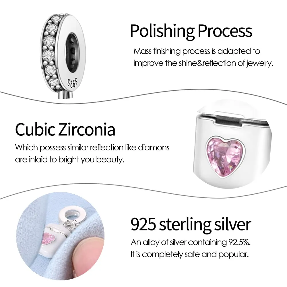 XWN Ciondolo in Argento Sterling 925 con Cubic Zirconia per Braccialetti e Collane Europee - immagine 5