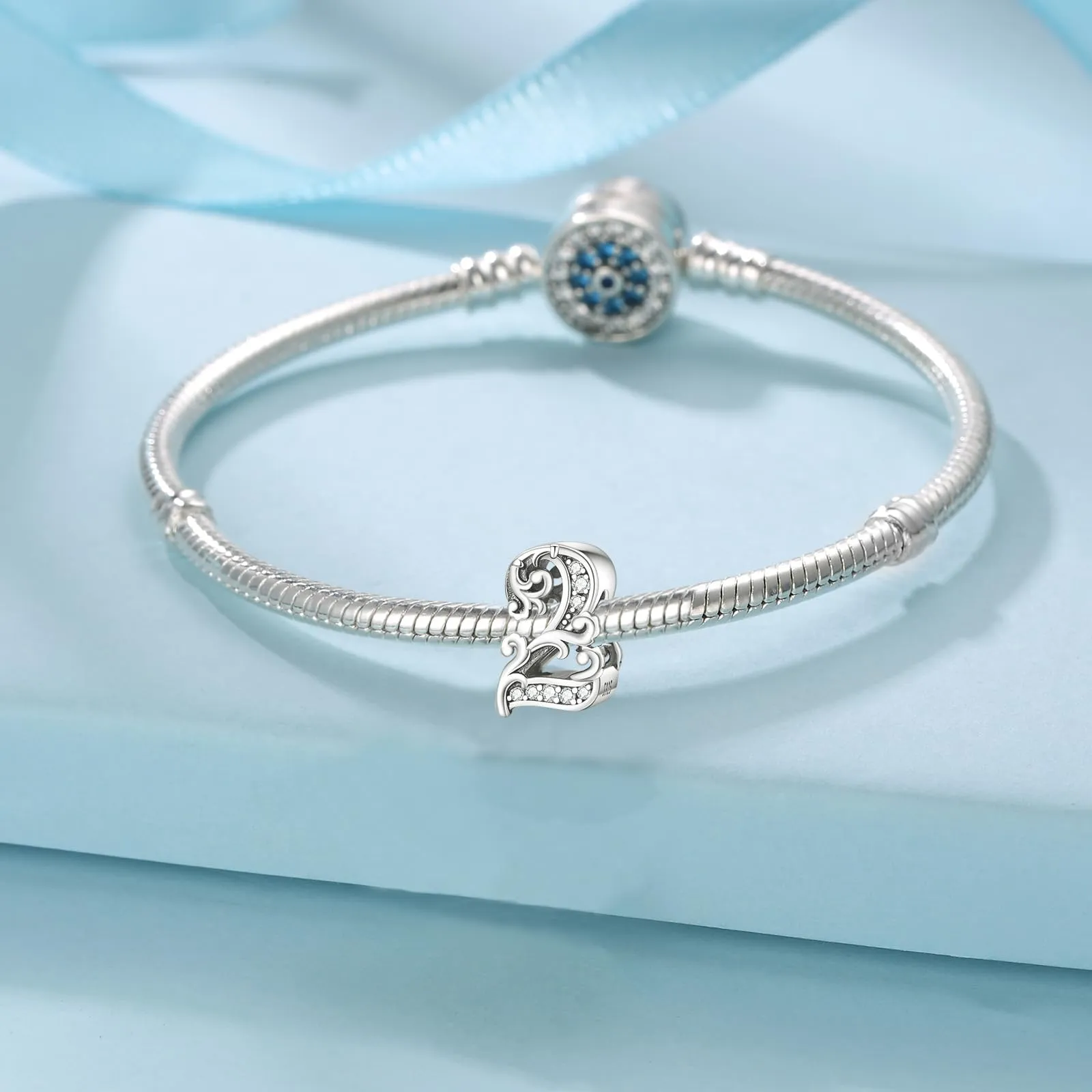 XWN Bead Charm in Argento Sterling 925 con Cubic Zirconia, Compatibile con Braccialetti e Collane Pandora e Europei - immagine 2