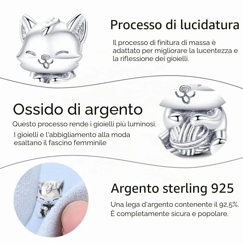 XWN Ciondolo in Argento Sterling 925 con Cubic Zirconia per Braccialetti e Collane Europee - immagine 7