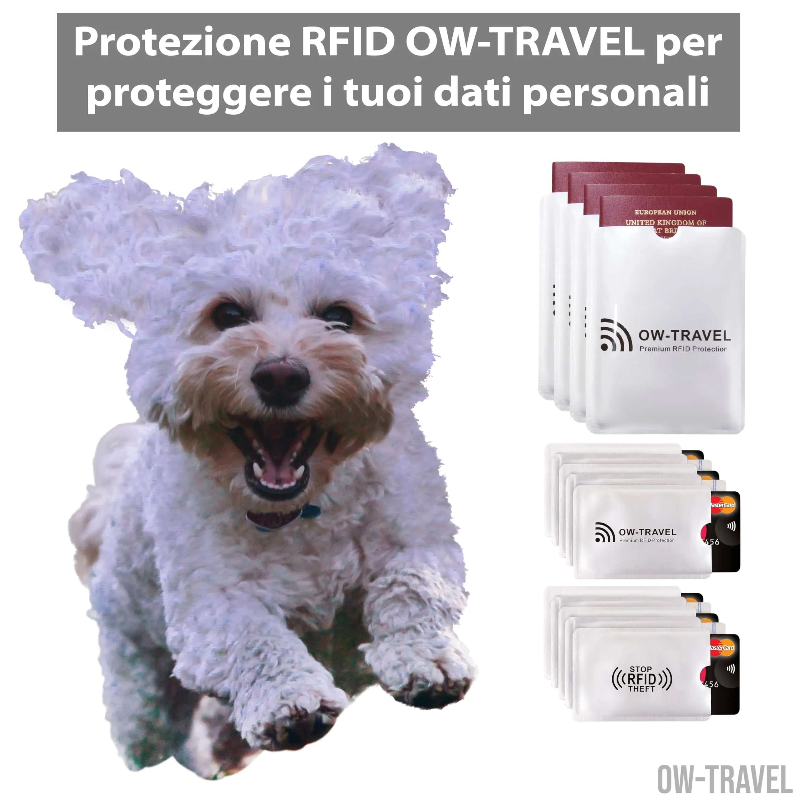 OW-Travel Custodie Blocco RFID, 10 Carte di Credito e 4 Custodie Passaporto - immagine 2