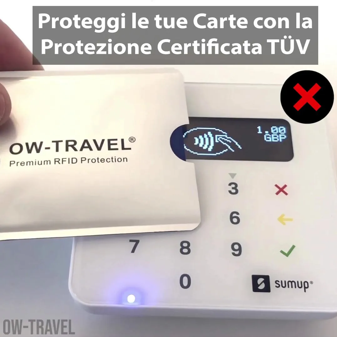 OW-Travel Custodie Blocco RFID, 10 Carte di Credito e 4 Custodie Passaporto - immagine 7