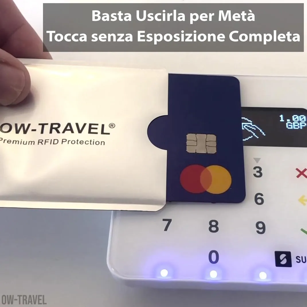 OW-Travel Custodie Blocco RFID, Bustine per Carte di Credito e Bancomat NFC, 5 Pezzi - immagine 5