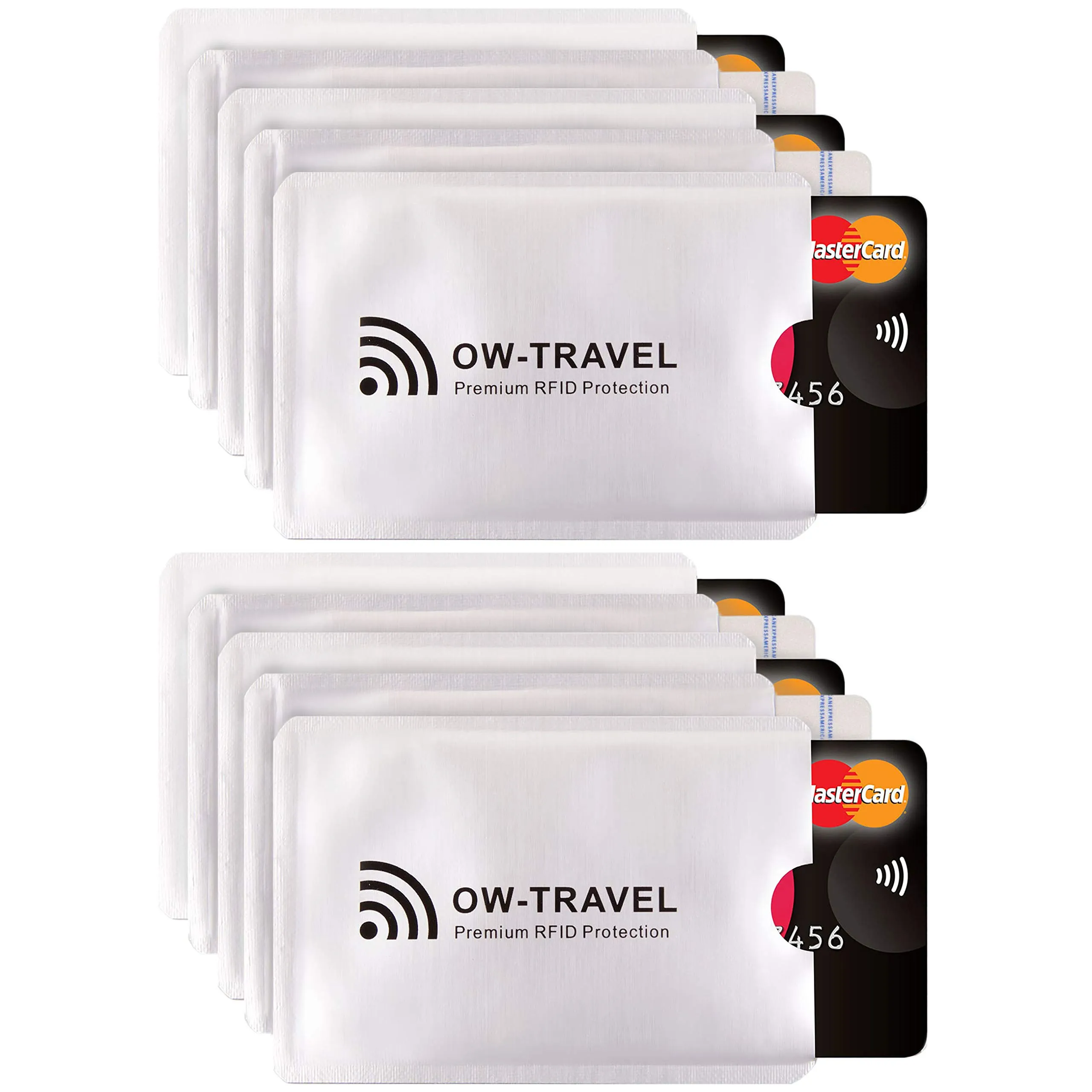 OW-Travel Custodie Blocco RFID per Carte di Credito e Bancomat, NFC, 10 Pezzi - immagine 1