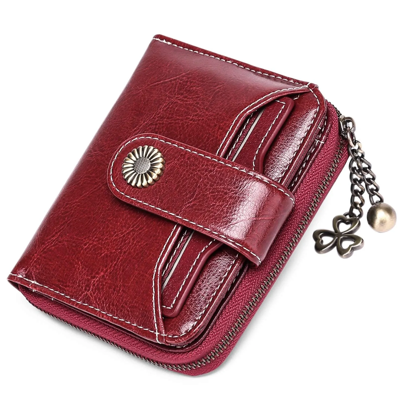 SENDEFN Portafoglio Donna in Pelle Vegana con Blocco RFID, 8 Scomparti per Carte, 2 Finestre ID e Tasca con Cerniera - immagine 1
