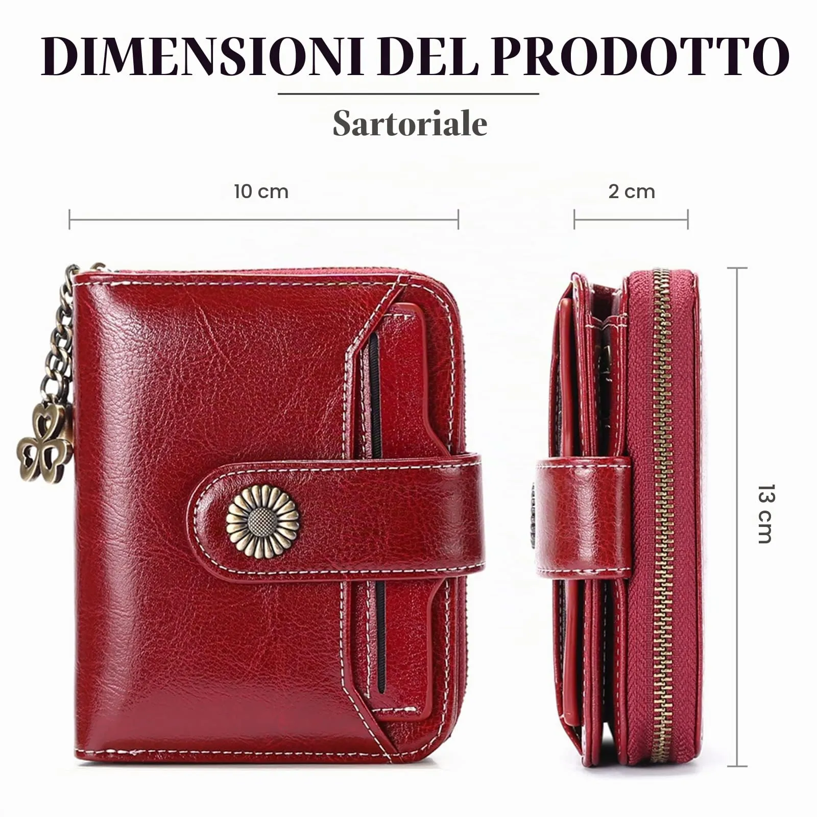 SENDEFN Portafoglio Donna in Pelle Vegana con Blocco RFID, 8 Scomparti per Carte, 2 Finestre ID e Tasca con Cerniera - immagine 3