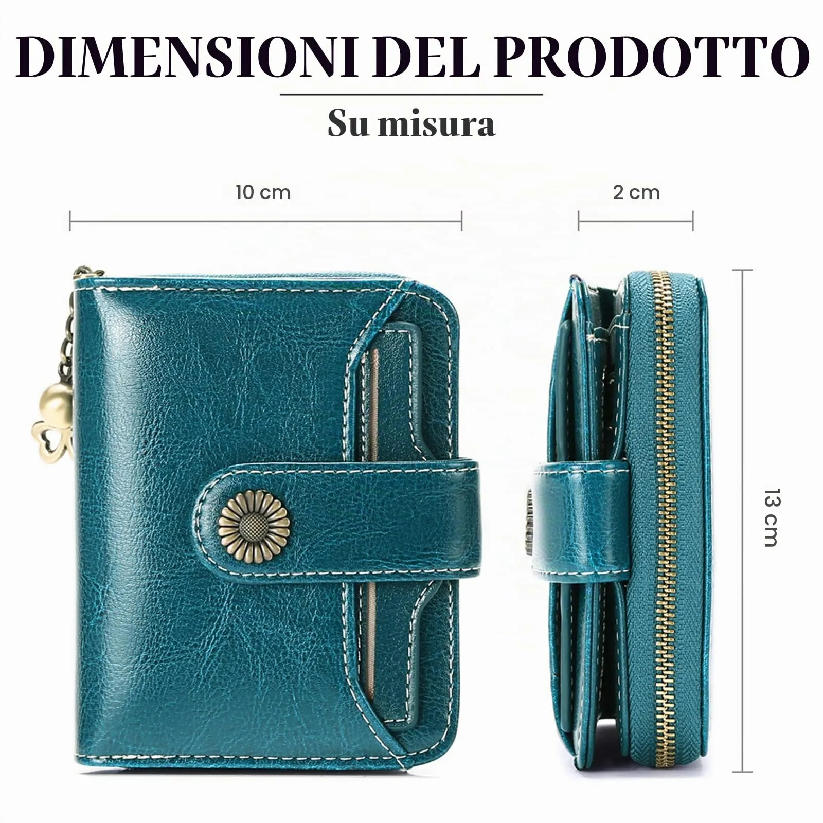 SENDEFN Portafoglio Donna in Pelle Vegana con Blocco RFID, 8 Scomparti per Carte, 2 Finestre ID e Tasca con Cerniera - immagine 2